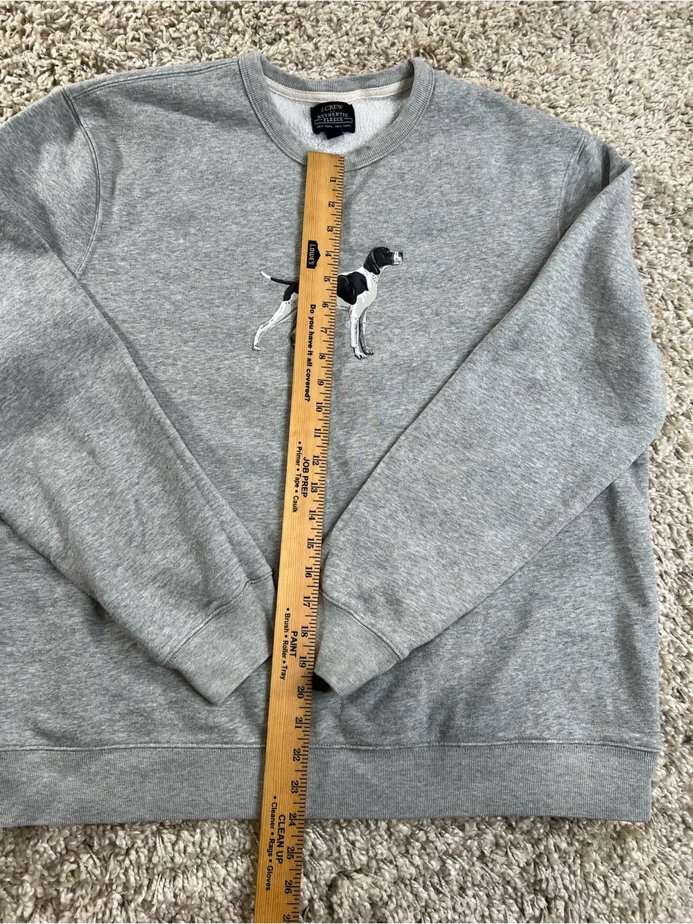 J. Crew Gray Crewneck Sweatshirt with Pointer Motif XL